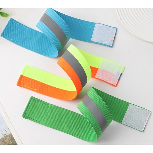 4PCS Reflective Wrist Strap 4x1.5cm Safety Gear Reflective Wristbands High Visibility Bike Ankle Bands Reflector Armband Self-Adhesive Reflective Bands for Walking,Night Sports Grass Green