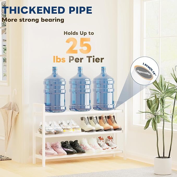 Mavivegue Expandable Shoe Rack, 4-Tier Shoe Organizer for Closet, Adjustable Shoe Rack for Front Door Entrance, Entryway