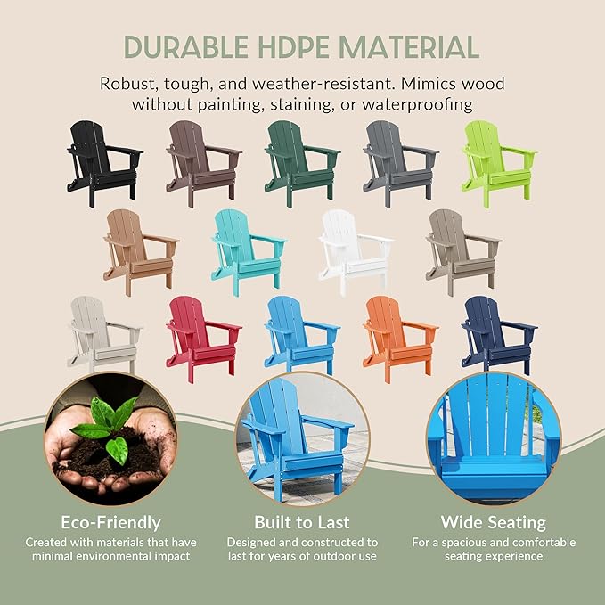 WestinTrends Malibu 4-Piece Set Outdoor Folding Poly Adirondack Chair, Pacific Blue