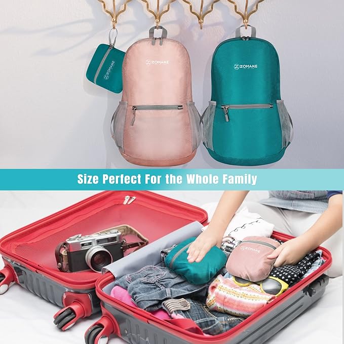 ZOMAKE Ultra Lightweight Hiking Backpack 20L, Packable Small Backpacks Water Resistant Daypack for Women Men(Lake Green)