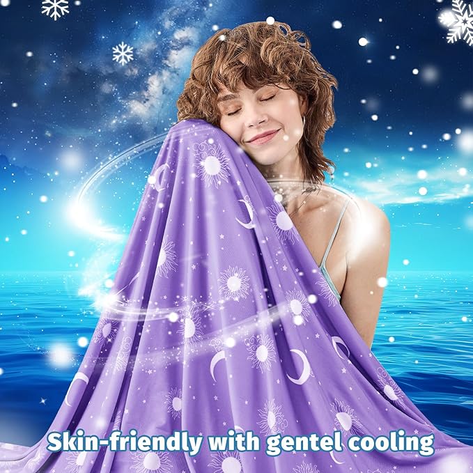 inhand Cooling Blanket King Size (90"x108") - Cooled Blankets for Hot Sleepers Lightweight Breathable Summer Blanket for Sleeping Night Sweats to Keep Cool in The Heat -Fantasy Purple
