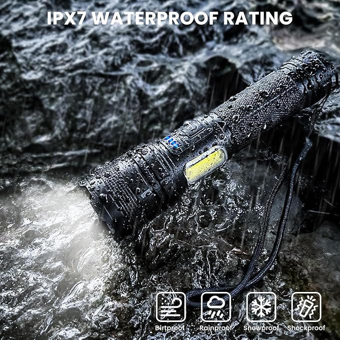 THY TRY Rechargeable LED Flashlights High Lumens, 90000LM Super Bright Flashlights with 7 Modes, High Powered Handheld Flash Light for Home Camping Hiking Night Work (2 Pack)