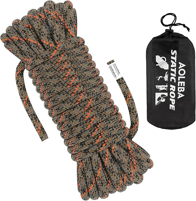 AOLEBA 10.5 mm Static Climbing Rope 10M(32ft) 20M(64ft) 30M(96ft) 50M(160ft) 70M(230ft) Outdoor Rock Climbing Rope, Escape Rope Ice Climbing Equipment Fire Rescue Parachute Rope