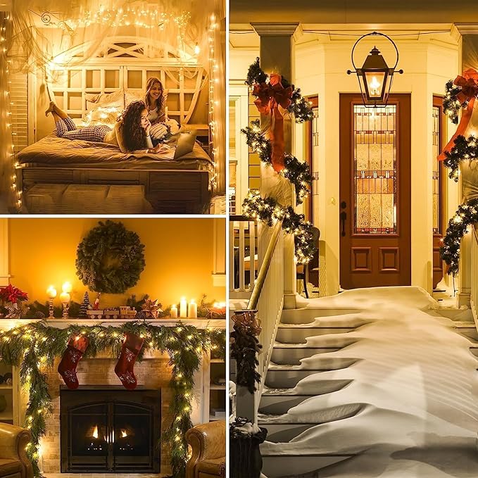 Connectable 100 LED String Lights Indoor Outdoor, 33FT Warm White Christmas Lights Waterproof, 13 Modes with Timer, Twinkle Fairy Lights Plug in Clear Wire for Christmas Tree, Bedroom, Classroom Decor