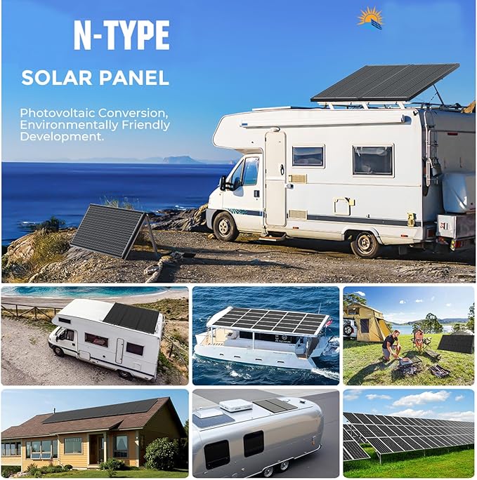 1000 Watt Solar Panels (200W 5 Pack) Monocrystalline High-Efficiency 12V Solar Panel for RV Camping Boat Home Farm Marine Battery and Other Off-Grid Applications (1000w, 200w*5)