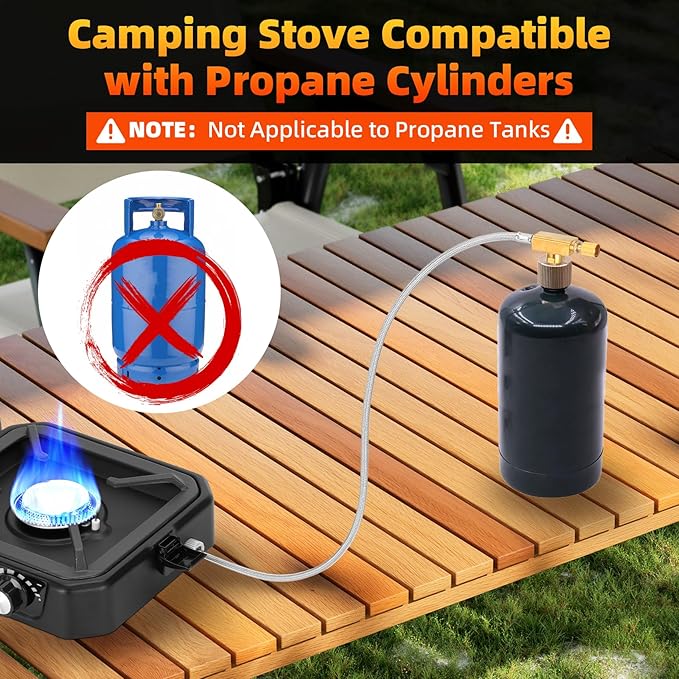 2 Burner Propane Stove Compatible with Propane Cylinders,2 Burner Camp Stove with Griddle and 16000 BTU Adjustable Burners,Portable Camping Stove Propane with Carry Bag and Handle for Camping (Blue)