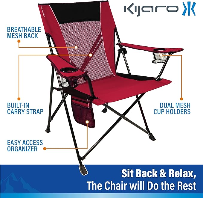 Kijaro Dual Lock Portable Camping Chairs - Versatile Folding Chair, Sports Chair, Outdoor Chair & Lawn Chair - Dual Lock Feature Red Rock Canyon