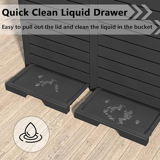 62 Gallon Outdoor Trash Can, Waterproof Garbage Can with Tiered Lid and Drip Tray, Resin Outside Trash Bin for Patio, Backyard, Deck