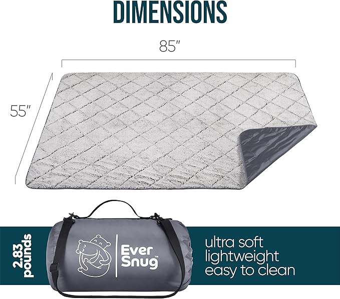 EverSnug Extra Thick Sherpa Fleece Blanket, Large - Waterproof, Windproof, Washable - For Camping, Picnics, Outdoors