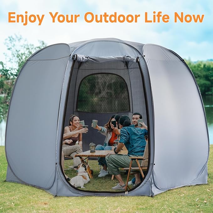 Alvantor Pop Up Screen Tent House Room Instant Outdoor Camping Canopy Sun Shelter Gazebo for Patio, Backyard & Deck, Privacy Tent(2-10 People, 8'x8' 10'x10' 12'x12')