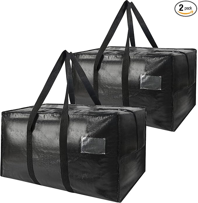Heavy Duty Extra Large Moving Bags,58 Gallon Jumbo Packing Bags,Huge Moving Storage Bags with Strong Zippers & Carrying Handles,Reusable Big Moving Storage Bags for College Dorm Travel 2Pack