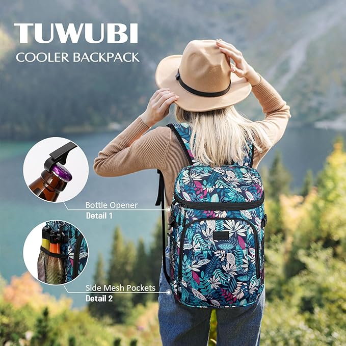 Tuwubi Cooler Backpack 35/42 Cans, Backpack Coolers Insulated Leak Proof for Men Women, Waterproof Soft Sided Lunch Camping Beach Travel Ice Chest Backpack Cooler Bag