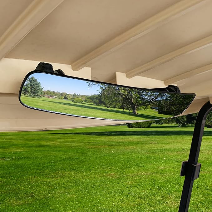 10L0L Panoramic Convex Golf Cart Mirror for EZGO, Club Car, Yamaha, Golf Cart Rear View Mirror (Double Bracket)