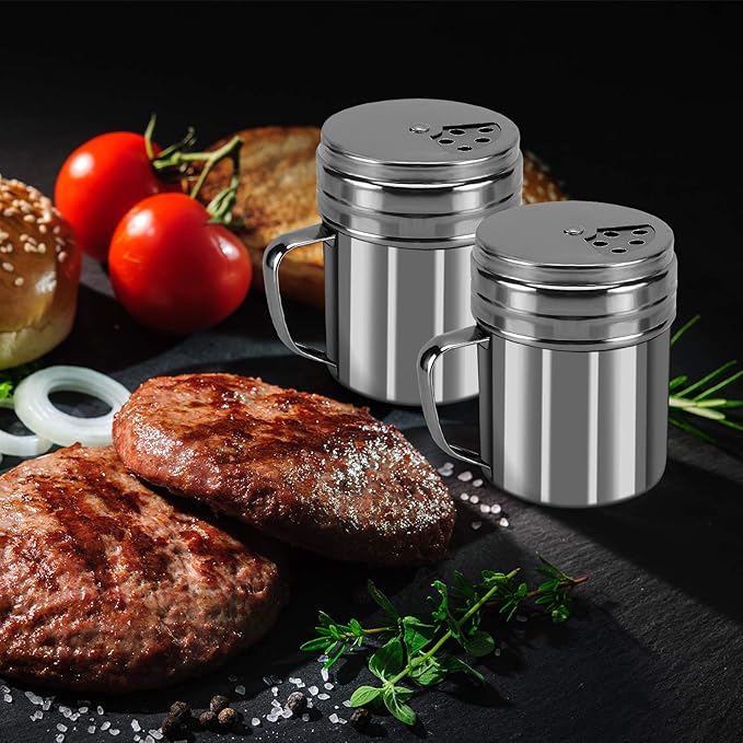 Accmor 9oz Salt and Pepper Shakers with Adjustable Pour Holes, Stainless Steel Dredge Shaker, Seasoning Spice Shakers for Salt Pepper Cinnamon Sugar Flour