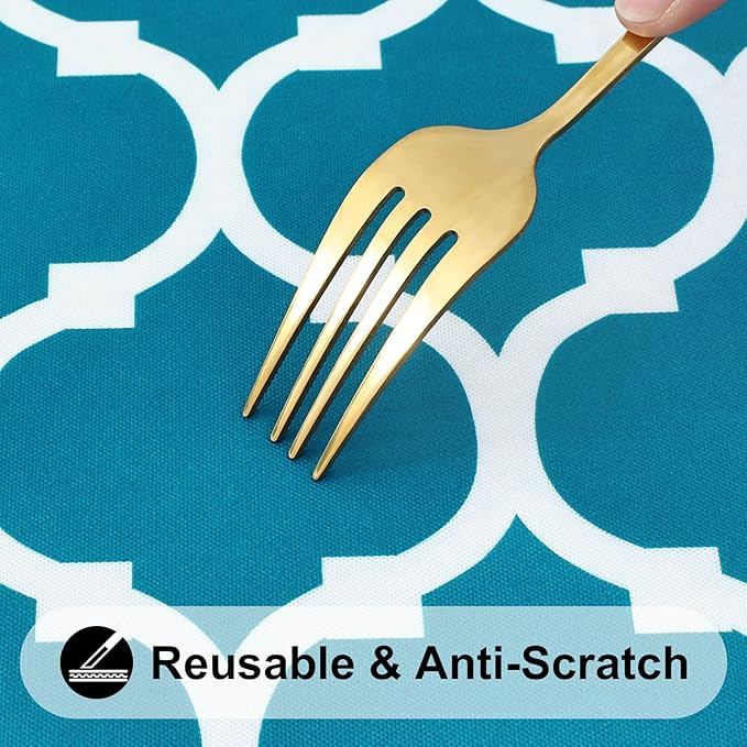 Smiry Rectangle Picnic Table Cover, Waterproof Elastic Fitted Camping Tablecloths for 5 Foot Tables, Wipeable Flannel Backed Vinyl Tablecloth Protector for Indoor, Outdoor (Turquoise, 36x60 Inches)