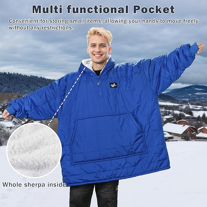 Catalonia Outdoor Windproof Wearable Stadium Blanket, Oversized Waterproof Wearable Blanket Poncho