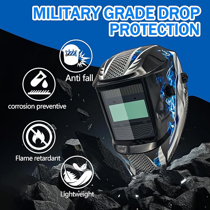 Auto Darkening Welding Helmet with Large Viewing Screen, Solar Powered, Adjustable Shade Range 9-13, Lightweight Welding Mask for TIG MIG ARC Plasma Cutting