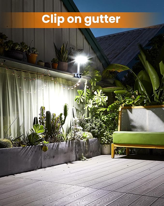 Clip On Solar Lights Outdoor with Motion Sensor - 92 LEDs 600LM Solar Fence Lights, 6000K Waterproof Security Lighting for Chain Link Fence,Deck, Gutter,Camping (1)