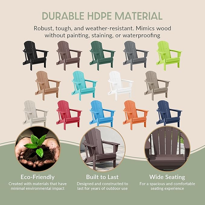 WestinTrends Malibu HDPE Outdoor Patio Folding Poly Adirondack Chair, Dark Brown