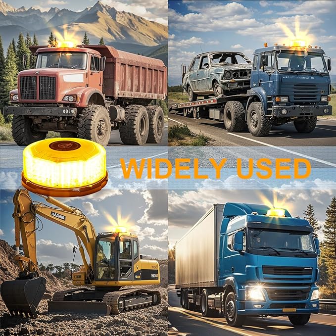 1PCS Amber Beacon Light, 96 LED Magnetic Beacon Strobe Flashing Safety Caution Warning Emergency Lights for Vehicles Truck Trailer Forklift Bus Car Snow Plow ATV Tractor Golf Carts Boat
