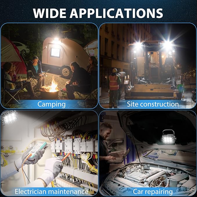 18W LED Work Light 2400 Lumens Aluminum Alloy High Brightness Strong Magnetic Base Wireless Portable Waterproof Dustproof Garage Workshop Car Repair Construction Site-Red Light (White)