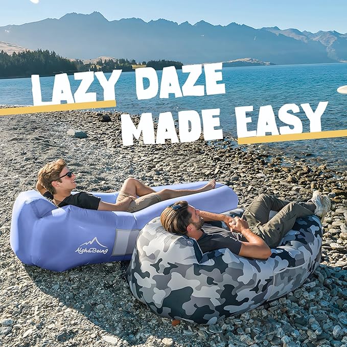 AlphaBeing Inflatable Lounger Beach Chair Accessories, Air Sofa Hammock Inflatable Couch for Camping Backyard Lakeside with Compression Sacks, Ideal Outdoor Gifts for Adults