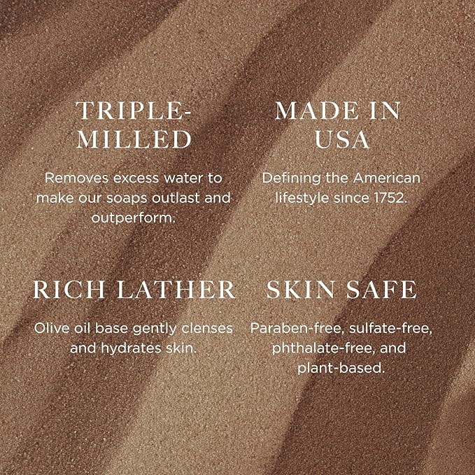 Caswell-Massey Men’s Bar Soap Gift Set - Number Six Scent - Triple-Milled Moisturizing Body Soap Bars for All Skin Types, Plant-Based Formula with Essential Oils, Made in USA, 3 x 5.8 oz