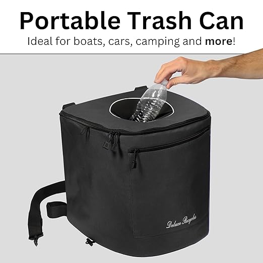 Collapsible Trash Can for Boating and Camping | Large, Durable, and Portable with Inner Bin - 8 Gallons - (Black)