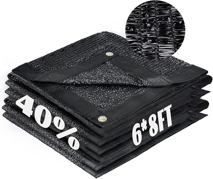Cool Area 40% Sun Shade Cloth Mesh Tarp with Grommets for Plant Cover 6x8ft Patio Canopy Garden Pergola Blackhouse Car Barn Kennel Black