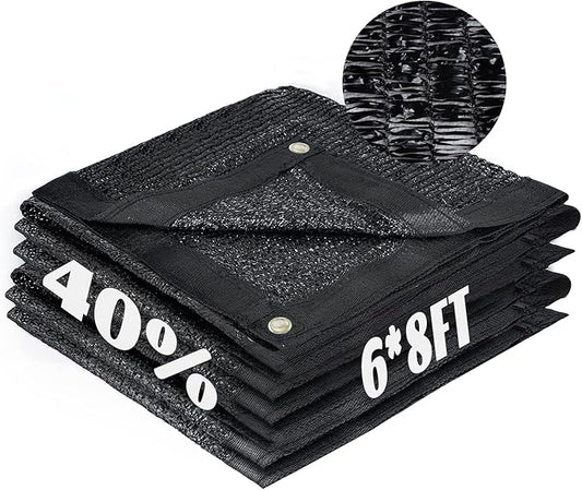 Cool Area 40% Sun Shade Cloth Mesh Tarp with Grommets for Plant Cover 6x8ft Patio Canopy Garden Pergola Blackhouse Car Barn Kennel Black