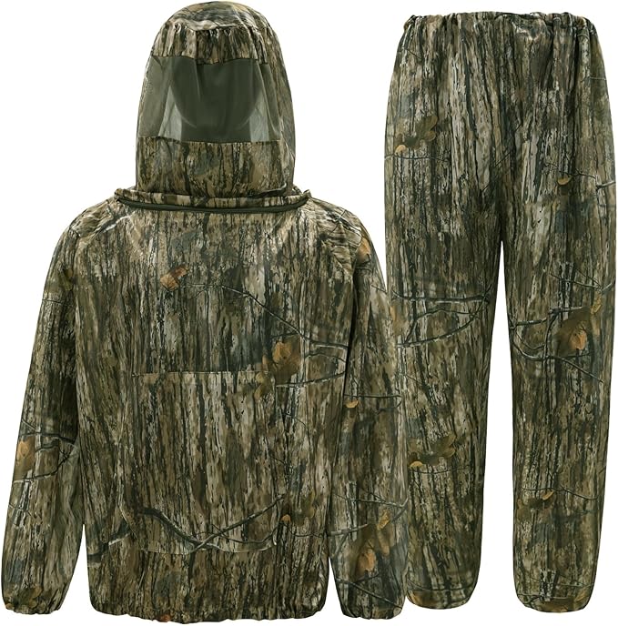 Mosquito Net Suit Camo Hunting Mesh Suit Bug Net Clothing with Hood for Outdoor Protection No-See-Ums Garden Camping