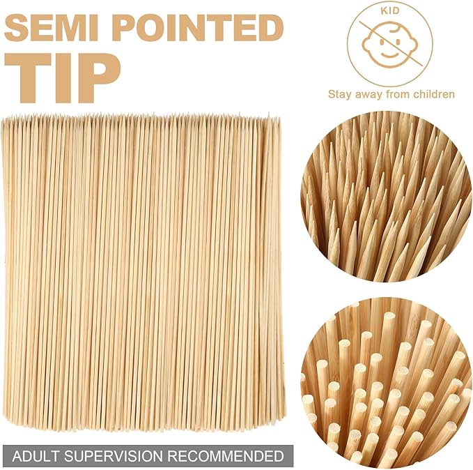 Suclain 1000 Pcs Marshmallow Roasting Sticks 12" Long 5mm Thick, Smores Sticks Bamboo Skewers BBQ Kabob Grilling Barbecue Roasting Camping for Outdoor Fire Pits Campfires
