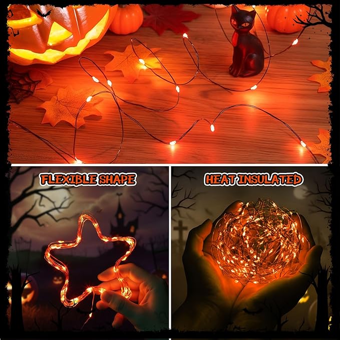 Macarrie Fairy Lights USB Powered 16 ft 50 LED String Lights Plug in for Xmas Indoor Outdoor Party Wedding Home Festival Tree Garden Decoration(Orange,3 Pcs)