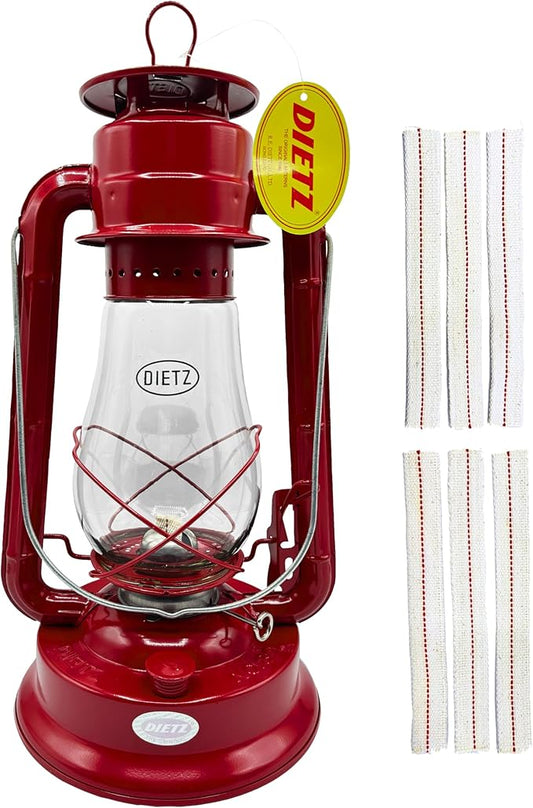 Light of Mine - Dietz #80 Blizzard Oil Lantern with 7/8" Replacement Wick Strips (Red)