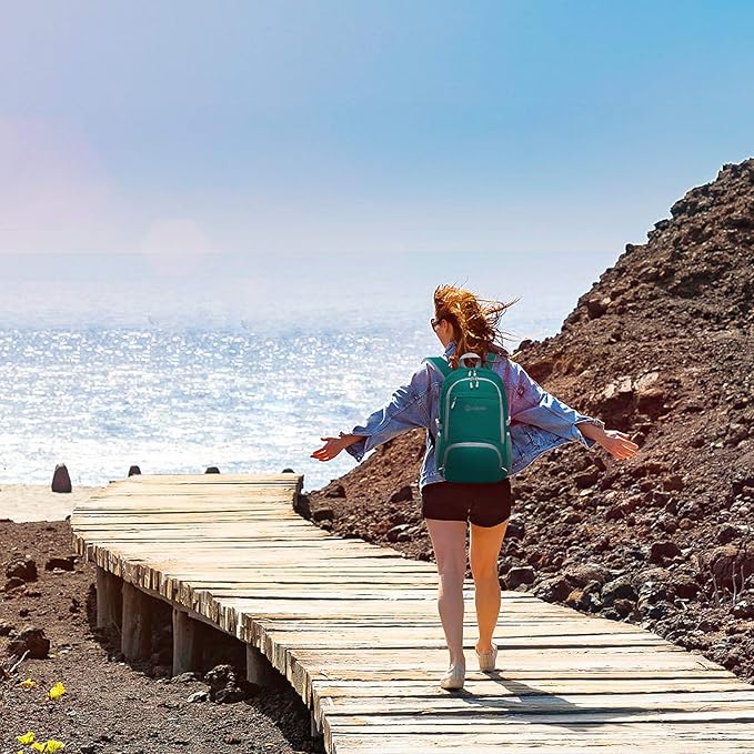 ZOMAKE Lightweight Packable Backpack 30L, Foldable Hiking Backpacks Water Resistant Compact Folding Daypack for Travel(Dark Green)