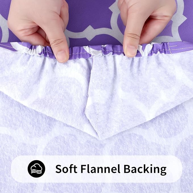 Smiry Rectangle Picnic Table Cover, Waterproof Elastic Fitted Camping Tablecloths for 4 Foot Tables, Wipeable Flannel Backed Vinyl Tablecloth Protector for Indoor, Outdoor (Lavender, 30x48 Inches)