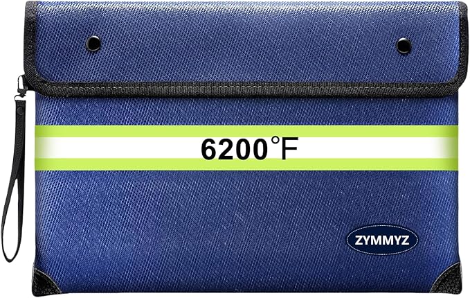 6200℉ Fireproof and Waterproof Document Pouch with Water Resistant Zipper,9 Layers of Heat Insulated Materials Fireproof Envelopes for Important Documents,Valuables