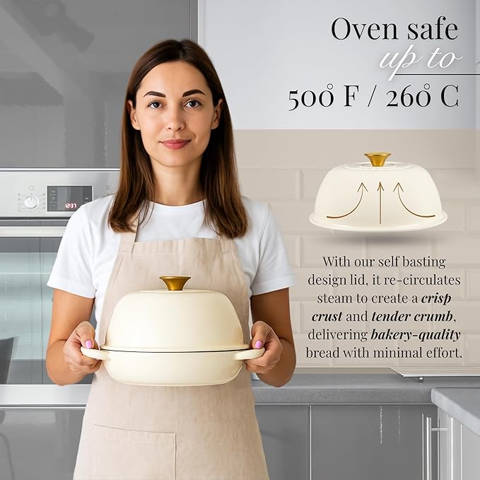 Enamelled Cast Iron Dutch Oven For Bread Baking – Dutch Oven Pot For Sourdough Bread Baking – Cast Iron Bread Pot – Dark Blue, 6 Quarts, 26cm – by Nuovva