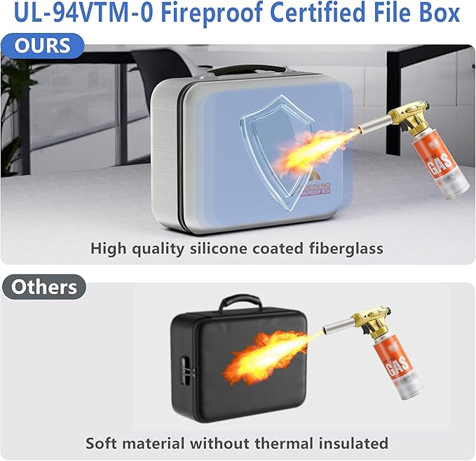 TIGERKING Fireproof Document Box Hard Shell, Fire Proof File Box for Documents with Combination Lock, File Safe Boxs Fireproof Waterproof with Handle, Durable Organizer for Home Office Storage - Grey