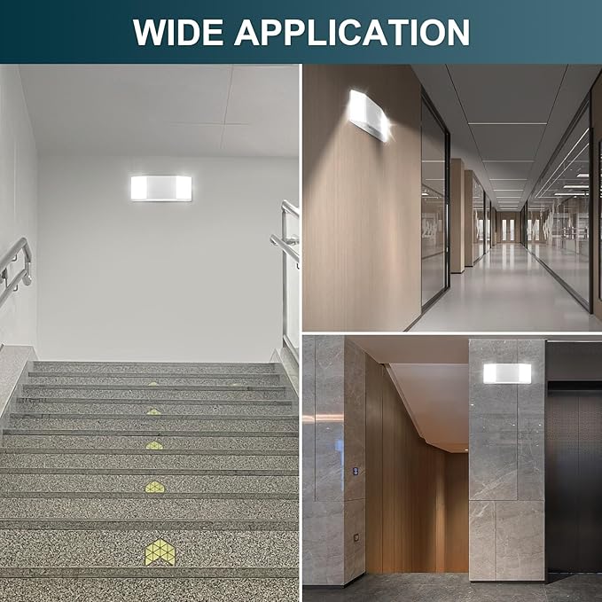 1 Pack LED Emergency Lights with Battery Backup, Two Square Heads Commercial Emergency Light, UL Listed for Damp Location,AC 120/277V, Hardwired Emergency Lights for Business