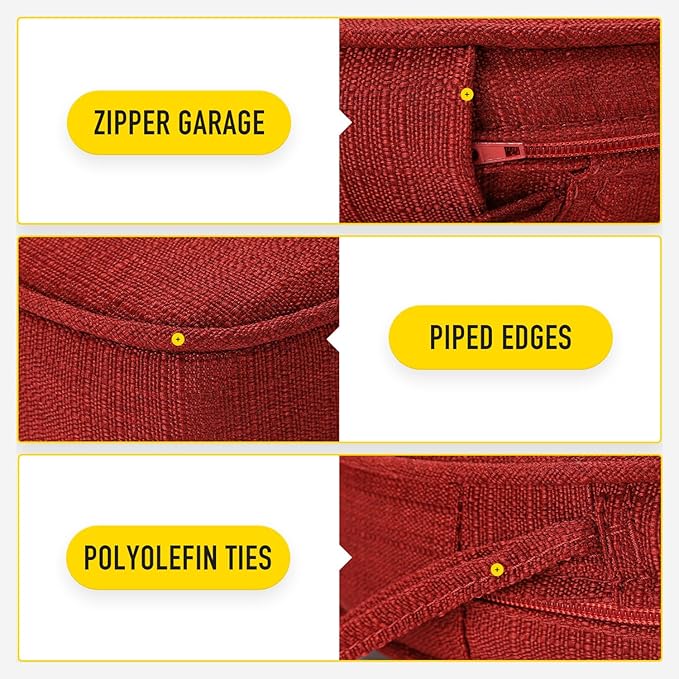 SUNROX Gel Memory Foam Chair Cushions, FadeShield Water-, Stain-Resistant Durable Reversible Seat Cushion Pads with Ties for Indoor/Outdoor Kitchen Dining Office, 19"x19", Set of 2, Burgundy