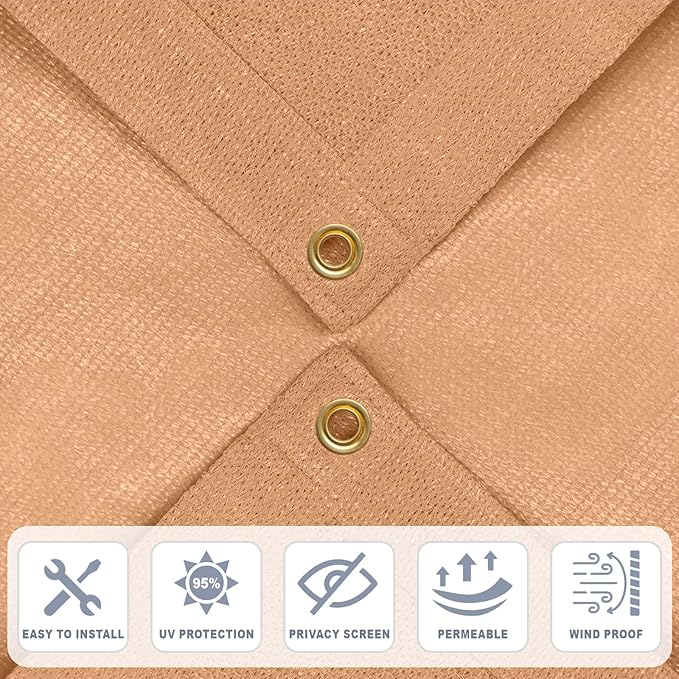 Cool Area Sun Shade Cloth with Grommets 4×22 FT Shade Panel Shade Tarp Screen Fabic for Outdoor Patio Pergola Cover Deck Garden, Peach Fuzz (Customized)
