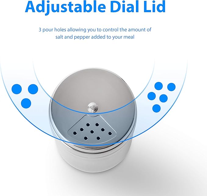 Wealers 6 Piece Stainless Steel Salt and Pepper Spice Shakers (Blue)