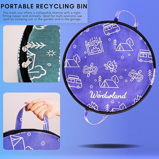 2 Pcs 30 Gallon Collapsible Trash Can Portable Waterproof Reusable with Zippered Lid for RV's, Camping, Recycling, Yard Waste, Leaf Bag, Children Toy Bin (Trash and Recycling)