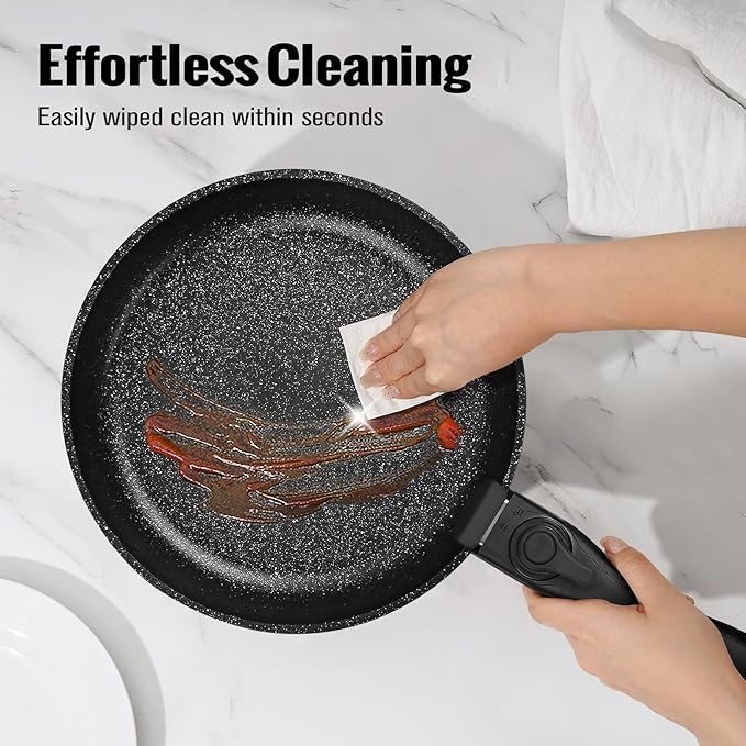 18 Pcs Nonstick Pots and Pans Set with Detachable Handle, Induction Compatible Oven Safe RV Cookware Set, No PFOA (BLACK)