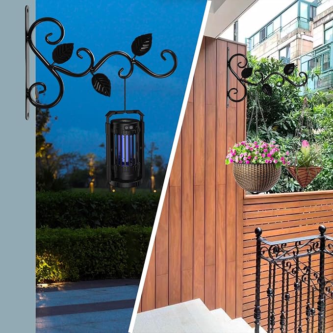 Fashion&cool 4 Pack Plant Hanging Bracket, Wall Mount Plant Hanger Outdoor Indoor, Decorative Hanging Plant Bracket Hooks for Planter Flower Bird Feeder Lanterns Wind Chimes with Screws