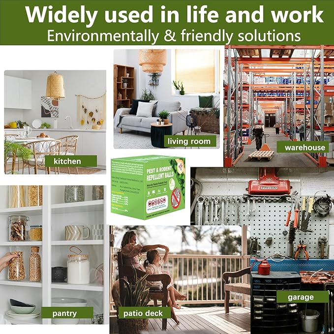 【𝐇𝐢𝐠𝐡𝐥𝐲 𝐄𝐟𝐟𝐞𝐜𝐭𝐢𝐯𝐞】 Mouse Repellent Pouches,Rodent Repellent Balls with Natural Peppermint Oil Long-Lasting Indoor & Outdoor Use – Gentle for Use Around Family & Pets-24 Pcs