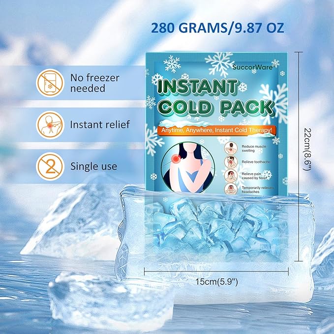 16 Packs Instant Cold Pack for Large Size (5.9" x 8.6") - Disposable First Aid Ice Packs for Injuries - Cold Compress for Pain Relief, Swelling, Toothache, Athletes & Outdoor Activities
