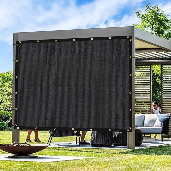 Artpuch Outdoor Pergola Shade Cover 7x8 FT Sun Shade Cloth with Grommets Black 90% UV Protection Canopy Patio Privacy Screen (Customized Available)