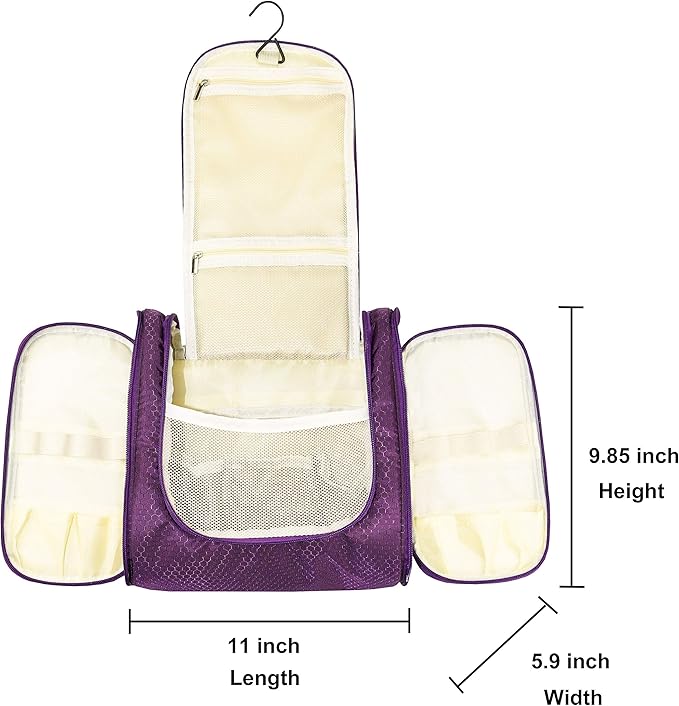 Hanging Toiletry Bag Extra Large Capacity | Premium Travel Organizer Bags For Men And Women | Durable Waterproof Nylon Bathroom, Shower, Makeup Bag For Toiletries, Cosmetics, Brushes